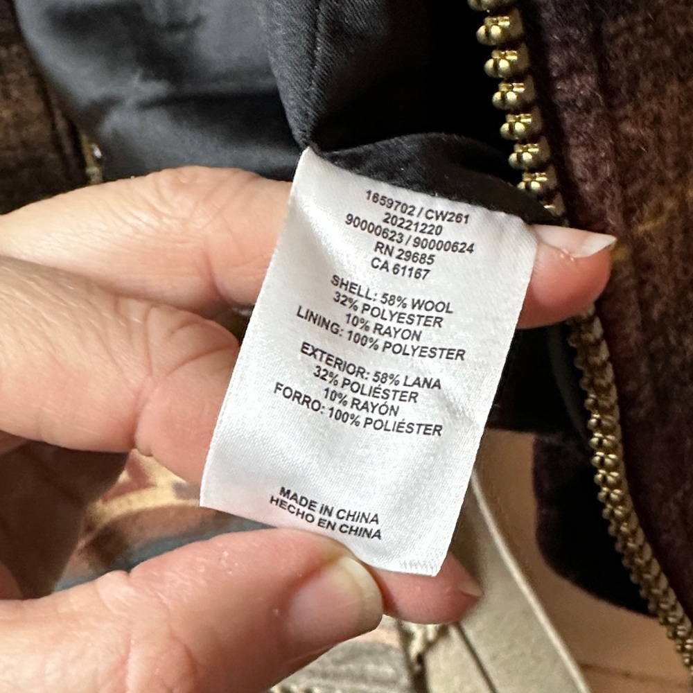 Pendleton Plaid Black and Brown Pea Coat - Picture 8 of 8